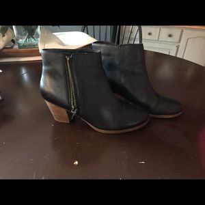 Black leather booties